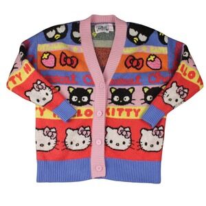 Hello Kitty Forever 21 Cardigan Sweater Womens M Multicolor Kawaii Sanrio